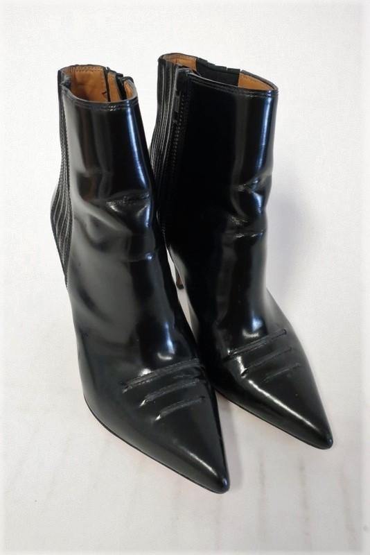 3.1 Phillip Lim Ankle Boots Delia Black Glossy Leather Size 37 Chelsea Booties - Celebrity Owned