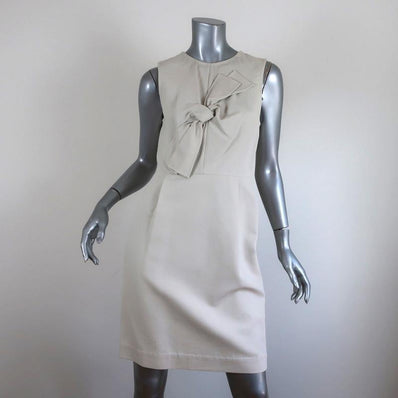 3.1 Phillip Lim Bow Dress Off-White Cotton Blend Size 4 Sleeveless Sheath - Celebrity Owned