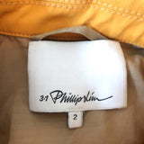 3.1 Phillip Lim Cropped Trench Bomber Jacket Marigold Stretch Cotton Size 2 - Celebrity Owned