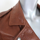 3.1 Phillip Lim Crystal-Embellished Leather Motorcycle Jacket Brown Size 6 - Celebrity Owned