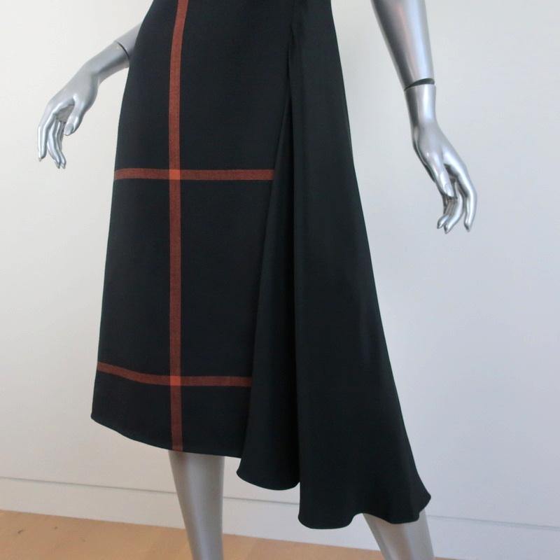 3.1 Phillip Lim Dress Black Windowpane Check Wool &amp; Silk Size 4 Sleeveless Midi - Celebrity Owned