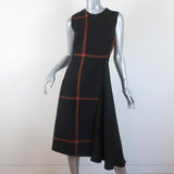 3.1 Phillip Lim Dress Black Windowpane Check Wool & Silk Size 4 Sleeveless Midi - Celebrity Owned