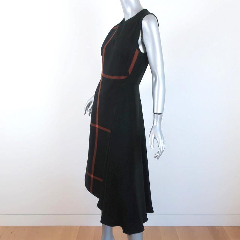 3.1 Phillip Lim Dress Black Windowpane Check Wool &amp; Silk Size 4 Sleeveless Midi - Celebrity Owned
