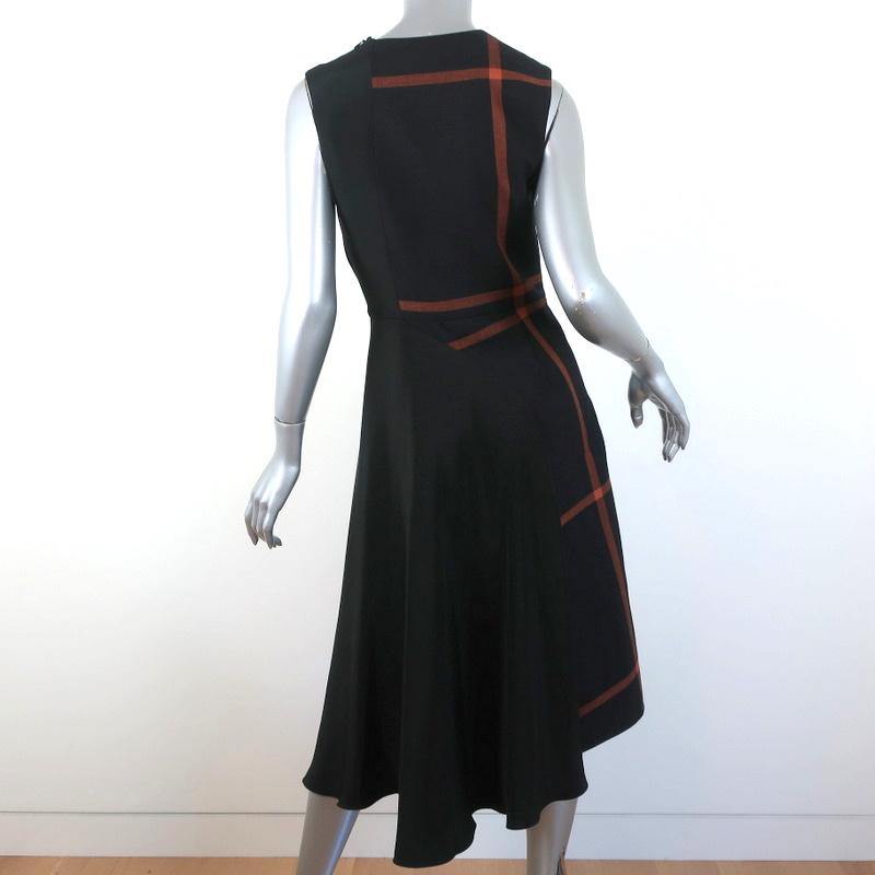 3.1 Phillip Lim Dress Black Windowpane Check Wool &amp; Silk Size 4 Sleeveless Midi - Celebrity Owned
