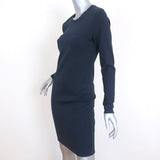 3.1 Phillip Lim Dress Navy Stretch Jersey Size 6 Long Sleeve Sheath - Celebrity Owned