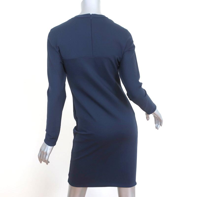 3.1 Phillip Lim Dress Navy Stretch Jersey Size 6 Long Sleeve Sheath - Celebrity Owned