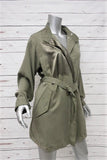 3.1 Phillip Lim Jacket Olive Satin-Paneled Twill Size Extra Small Belted Coat - Celebrity Owned