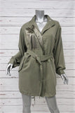 3.1 Phillip Lim Jacket Olive Satin-Paneled Twill Size Extra Small Belted Coat - Celebrity Owned