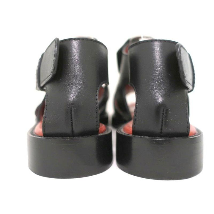 3.1 Phillip Lim Sandals Addis Black Cutout Leather Size 37 Open Toe Flats - Celebrity Owned