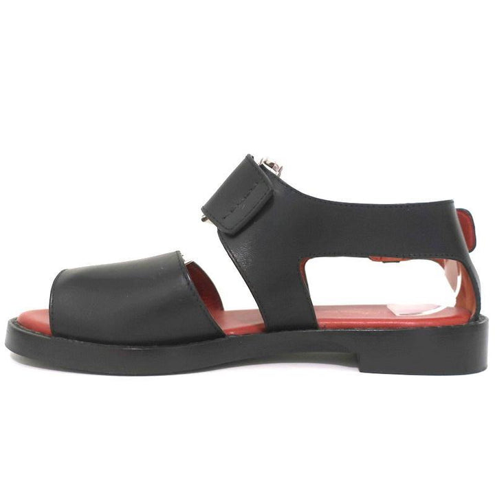 3.1 Phillip Lim Sandals Addis Black Cutout Leather Size 37 Open Toe Flats - Celebrity Owned