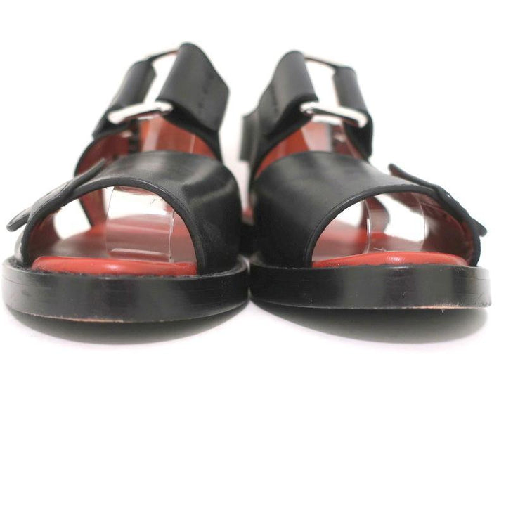 3.1 Phillip Lim Sandals Addis Black Cutout Leather Size 37 Open Toe Flats - Celebrity Owned