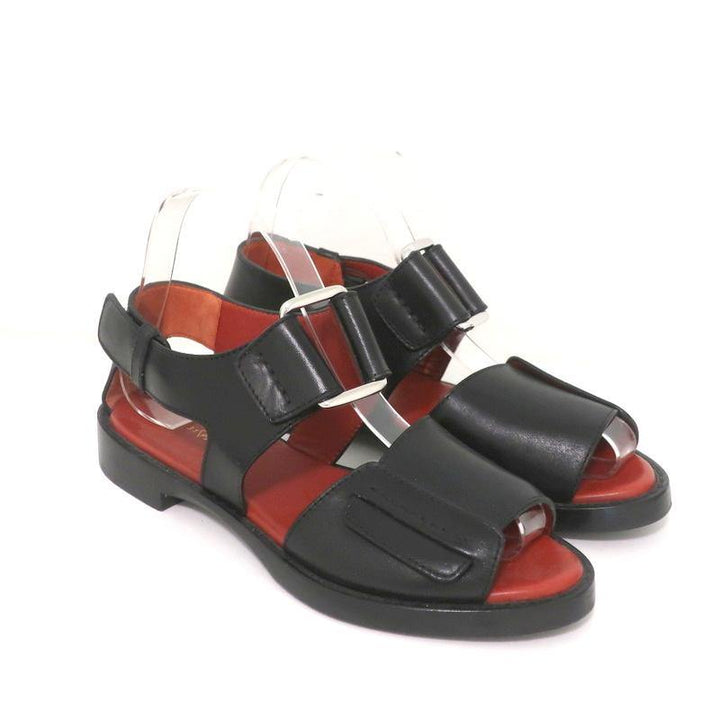 3.1 Phillip Lim Sandals Addis Black Cutout Leather Size 37 Open Toe Flats - Celebrity Owned