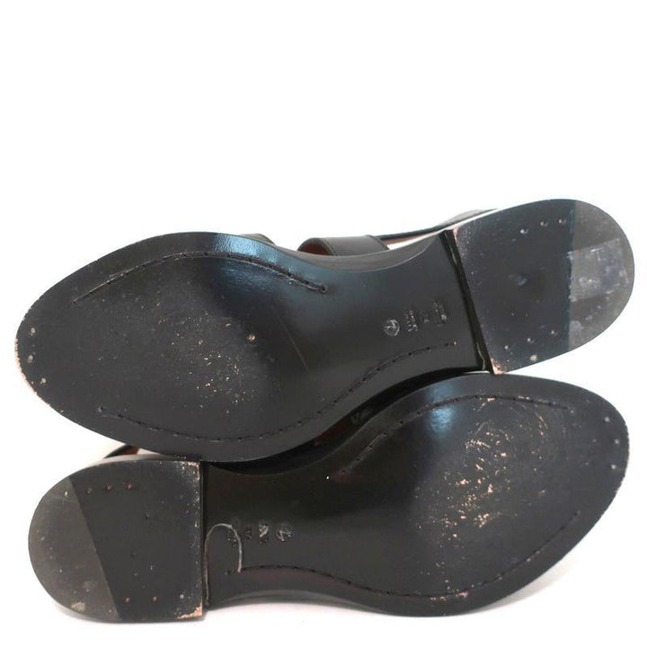 3.1 Phillip Lim Sandals Addis Black Cutout Leather Size 37 Open Toe Flats - Celebrity Owned