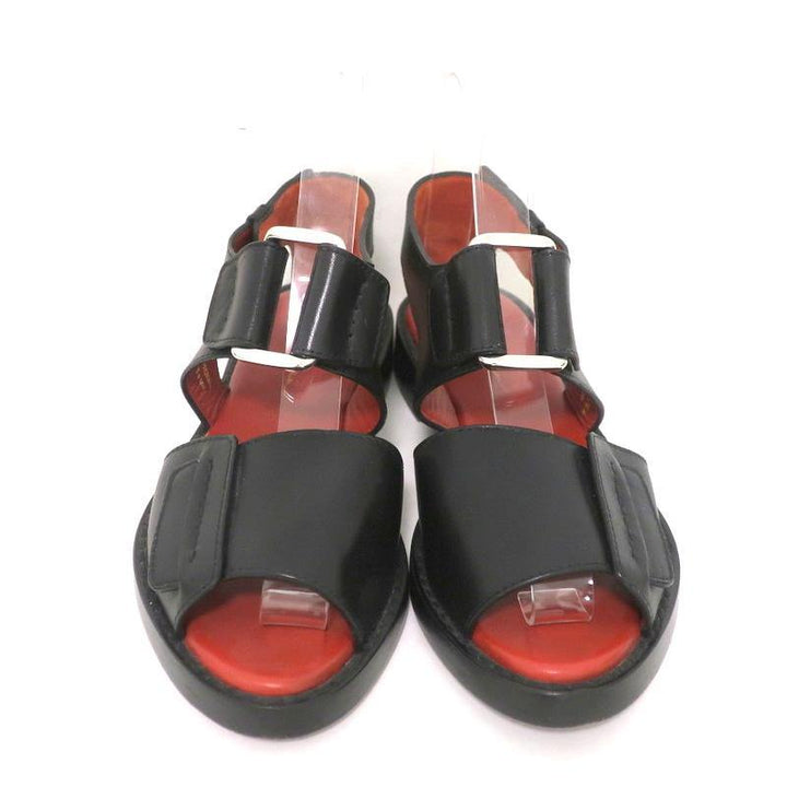 3.1 Phillip Lim Sandals Addis Black Cutout Leather Size 37 Open Toe Flats - Celebrity Owned