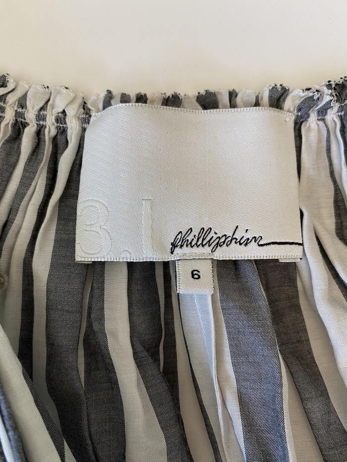 3.1 Phillip Lim Striped Dress with Rope Tie White/Gray Size 6 Sleeveless V-Neck - Celebrity Owned