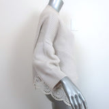 Stella McCartney Asymmetric Sweater Light Gray Eyelet-Trim Ribbed Knit Size 38
