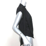Balenciaga Tie-Neck Blouse Black Draped Jersey Size 38 Cap Sleeve Top