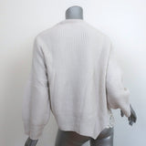 Stella McCartney Asymmetric Sweater Light Gray Eyelet-Trim Ribbed Knit Size 38