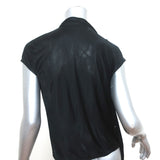 Balenciaga Tie-Neck Blouse Black Draped Jersey Size 38 Cap Sleeve Top