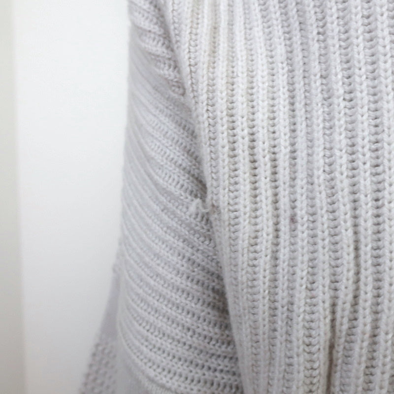Stella McCartney Asymmetric Sweater Light Gray Eyelet-Trim Ribbed Knit Size 38