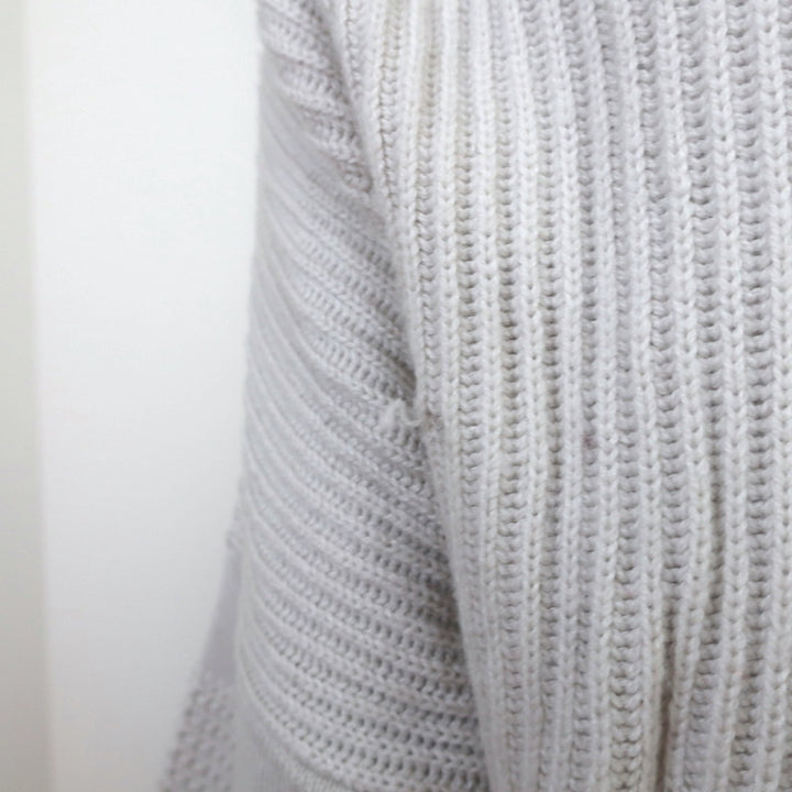 Stella McCartney Asymmetric Sweater Light Gray Eyelet-Trim Ribbed Knit Size 38