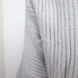 Stella McCartney Asymmetric Sweater Light Gray Eyelet-Trim Ribbed Knit Size 38