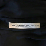 Balenciaga Tie-Neck Blouse Black Draped Jersey Size 38 Cap Sleeve Top
