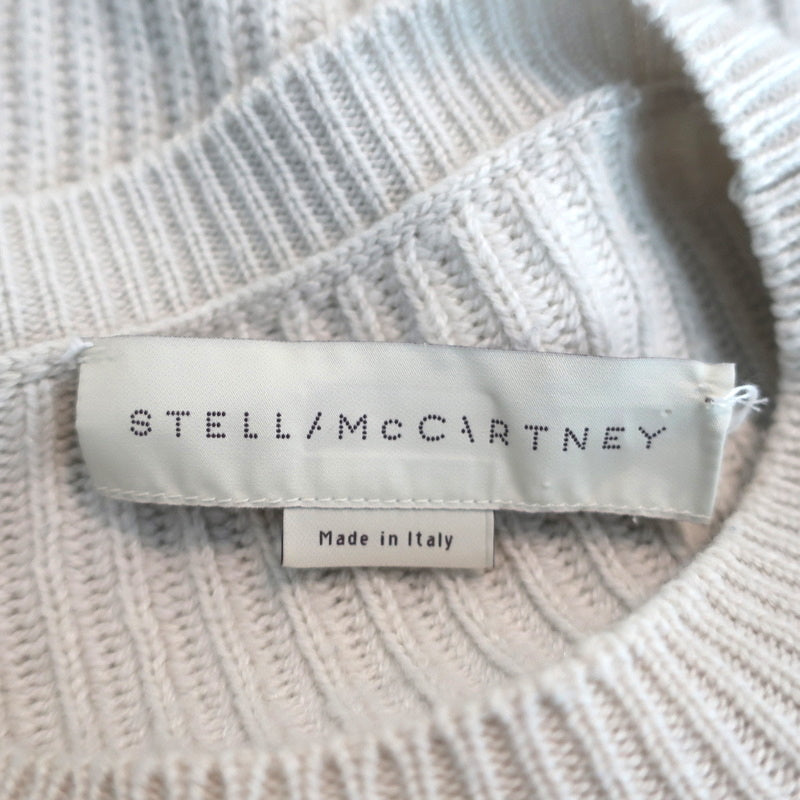 Stella McCartney Asymmetric Sweater Light Gray Eyelet-Trim Ribbed Knit Size 38