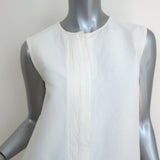 Celine Sleeveless Shift Dress Cream Stretch Linen Size 36