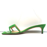 BY FAR Virgo Cutout Mules Green Suede Size 41 Kitten Heel Sandals