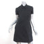 Theory Zip-Front Mini Dress Torma Black Stretch Cotton Size 6 Short Sleeve