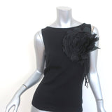Badgley Mischka Flower Brooch Tank Top Black Cashmere-Silk Size 10