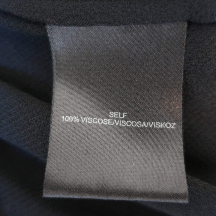 Tibi Peplum Blouse Savanna Black Crepe Size 6 Long Sleeve Button Up Top