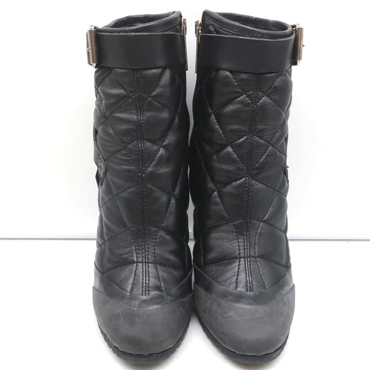Burberry Brit Beverley 100 Ankle Boots Black Quilted Leather &amp; Rubber Size 37