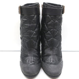 Burberry Brit Beverley 100 Ankle Boots Black Quilted Leather & Rubber Size 37