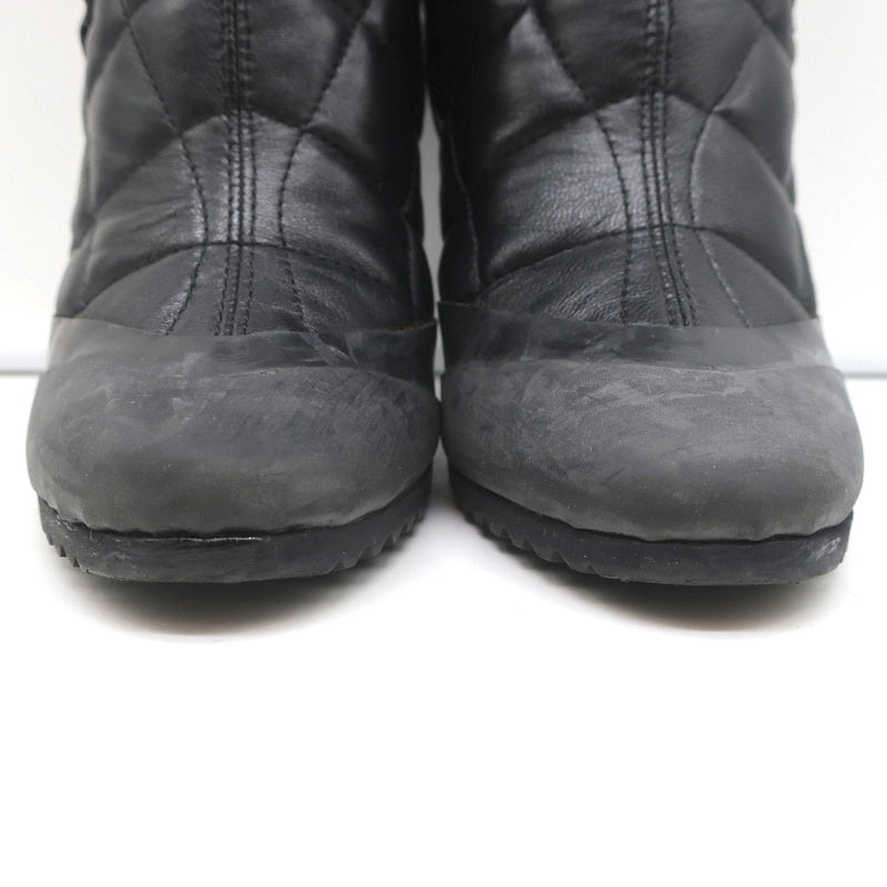 Burberry Brit Beverley 100 Ankle Boots Black Quilted Leather &amp; Rubber Size 37