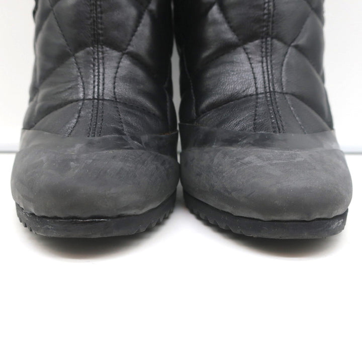 Burberry Brit Beverley 100 Ankle Boots Black Quilted Leather &amp; Rubber Size 37