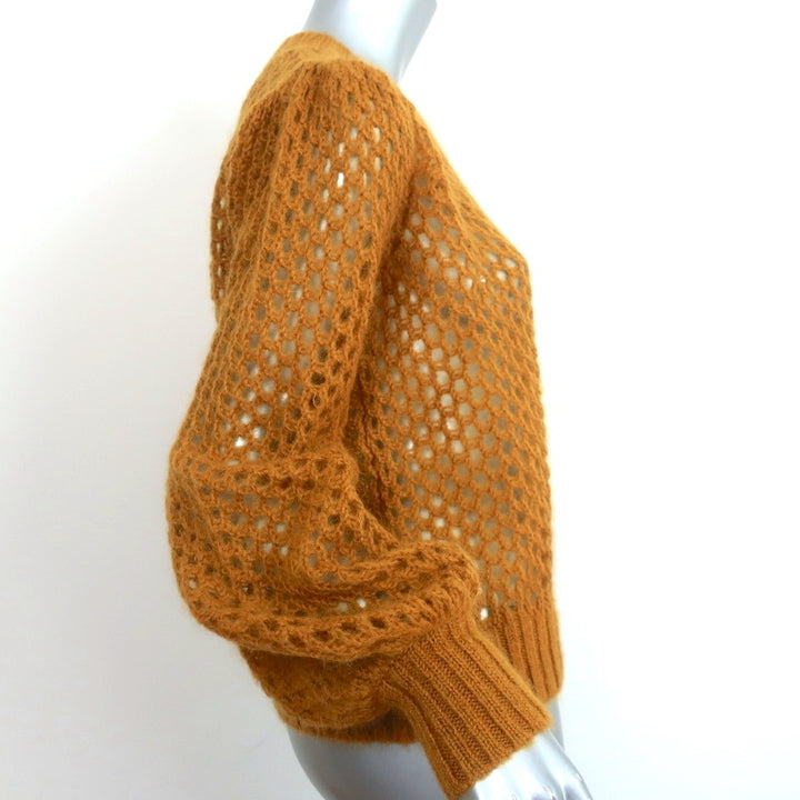 Zimmermann Sweater Unbridled Mustard Mohair-Blend Open Knit Size 0