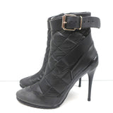 Burberry Brit Beverley 100 Ankle Boots Black Quilted Leather & Rubber Size 37