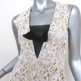 Burberry Prorsum Floral Macrame Lace Mini Dress with Bow Cream Size 36