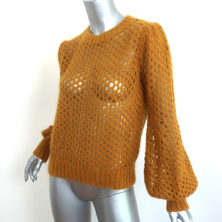 Zimmermann Sweater Unbridled Mustard Mohair-Blend Open Knit Size 0