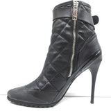 Burberry Brit Beverley 100 Ankle Boots Black Quilted Leather & Rubber Size 37