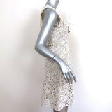 Burberry Prorsum Floral Macrame Lace Mini Dress with Bow Cream Size 36