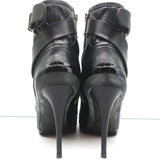 Burberry Brit Beverley 100 Ankle Boots Black Quilted Leather & Rubber Size 37