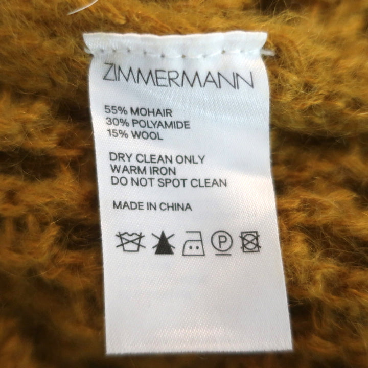 Zimmermann Sweater Unbridled Mustard Mohair-Blend Open Knit Size 0