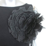 Badgley Mischka Flower Brooch Tank Top Black Cashmere-Silk Size 10