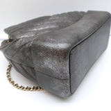 Chanel Gabrielle Chevron Backpack Dark Silver Metallic Grained Goatskin Leather