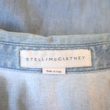 Stella McCartney Floral Embroidered Denim Shirt Blue Stretch Cotton Size 38