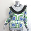 Rodarte Ruffled Lace Yoke Sweatshirt White/Blue Floral Print Size Extra Small