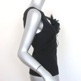 Badgley Mischka Flower Brooch Tank Top Black Cashmere-Silk Size 10